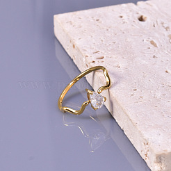 Кольца-капли из нержавеющей стали 304 с прозрачным кубическим цирконием для женщин FS-WG6614B-01