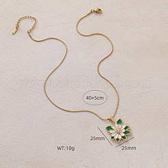 Женские кулоны с подвесками в виде белого цветка и зеленого листа из нержавеющей стали 304&nbsp;MJ2711