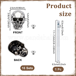 16 Beutel dekorative Nieten aus Legierung im tibetischen Totenkopf-Stil&nbsp;DIY-DR0007-75AS