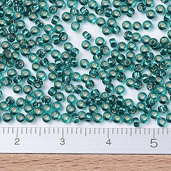 MIYUKIラウンドロカイユビーズ  日本製シードビーズ  (rr30) シルバーラインの透明なダークティール  11/0  2x1.3mm  穴：0.8mm  約1100PCS /ボトル  10 G /ボトル&nbsp;SEED-JP0008-RR0030