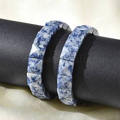 Braccialetti elastici con perline di diaspro blu naturale quadrato per donne e uomini&nbsp;BJEW-C097-06K