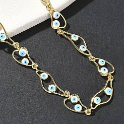 Латунная эмаль сглаз звено цепи ожерелья&nbsp;NJEW-G183-01G-05