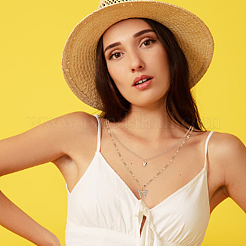 2шт. 2 цвета хрустальные стразы бабочка подвеска двухслойный комплект ожерелий&nbsp;NJEW-AN0001-23