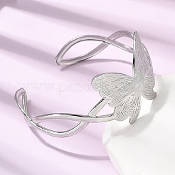 Браслеты-манжеты из нержавеющей стали 304 в виде бабочки для женщин&nbsp;BJEW-A155-01P