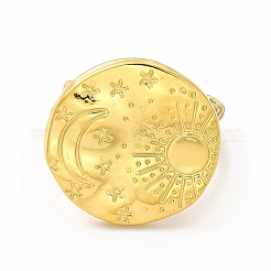 Ионное покрытие (IP) 304 нержавеющая сталь солнце и луна планета открытое кольцо-манжета для женщин&nbsp;X-RJEW-B027-20G