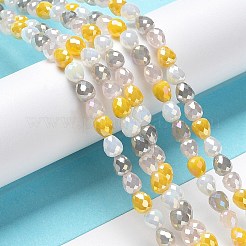 電気メッキガラスビーズ連売り  多面カットティアドロップ  虹メッキ  ゴールド  4.5~5x4mm  穴：0.8mm  約100個/連  18.31~18.70''（46.5~47.5センチメートル）&nbsp;GLAA-B013-01B