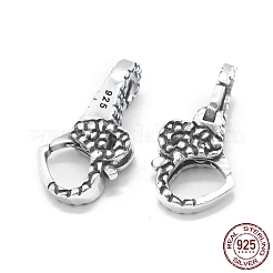 タイ 925 スターリングシルバー カニカン  ハート  アンティークシルバー  24x12x8mm  穴：6mmと5mm&nbsp;STER-L055-053AS