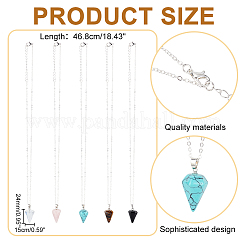 5 шт. 5-цветный стеклянный имитация драгоценных камней конусный кулон ожерелье комплект NJEW-GA0001-05