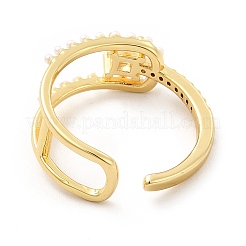 Прозрачное кольцо-манжета с квадратным узлом из кубического циркония и пластиковым жемчугом&nbsp;KK-H439-14G