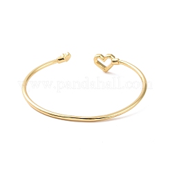 Красочный кубический цирконий сердце открытая манжета браслет&nbsp;BJEW-P280-03G