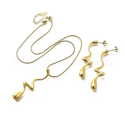 Комплект из ожерелий и серег-гвоздиков из нержавеющей стали 304 для женщин SJEW-C007-06G