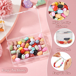 42шт 21 цвета овальные силиконовые фокусные бусины SIL-TA0001-69