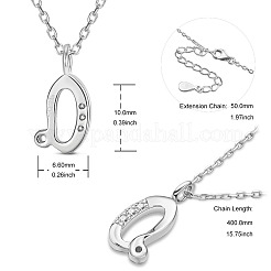 Colliers avec pendentif initial en argent sterling plaqué rhodium&nbsp;JN913A