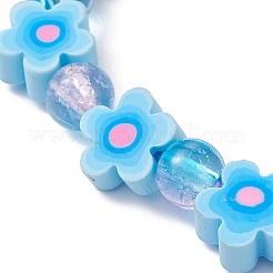 Braccialetti elasticizzati in argilla polimerica con fiori fatti a mano&nbsp;BJEW-JB09825-01