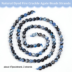 2 нити натуральных окрашенных огненных агатов с эффектом потрескивания G-OC0004-32