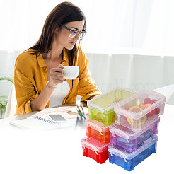 6 шт. 6-цветный прозрачный пластиковый штабелируемый мини-органайзер для бусин с запирающейся крышкой CON-BC0007-66