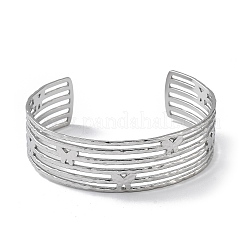 304ステンレススチール製カフバングル  女性用マルチスタンドバングル  蝶  ステンレス鋼色  内径：2-1/2インチ（6.4cm）&nbsp;BJEW-Z078-23P