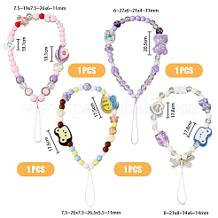 4шт. 4-х стильный ремешок для мобильного телефона с акриловыми бусинами AJEW-HY0001-27