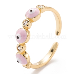 Латунные кольца из манжеты с прозрачным цирконием RJEW-I077-08G