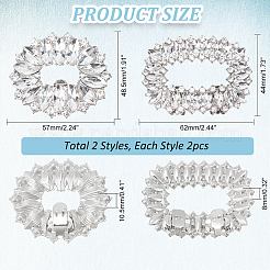 4 шт. 2 стиля украшения для обуви из сплава со стразами AJEW-PH0011-49P