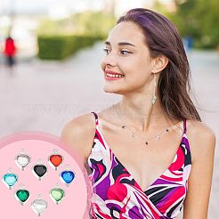 48 шт. 8-цветные гальванизированные подвески в виде граненых сердец из натурального кварца из нержавеющей стали STAS-UN0056-89