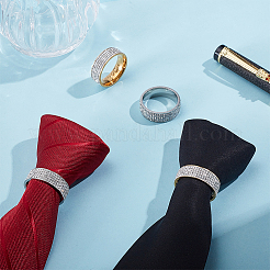 4 Stück 2 Farben Edelstahl Strass Fingerringe für Unisex&nbsp;RJEW-GA0001-04-1