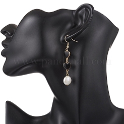 Серьги-гвоздики в форме сердца из натурального жемчуга кеши EJEW-JE06725