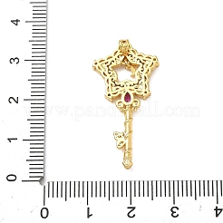 真鍮マイクロパヴェクリアキュービックジルコニアペンダント  星型の魔法の杖  18KGP本金メッキ  32x16x2.5mm  穴：1.4mm&nbsp;KK-H526-04D-G