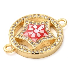 Покрытие стойки латунное микро-паве кольцо с прозрачным фианитом и подвесками в виде звездочек&nbsp;KK-K385-086G