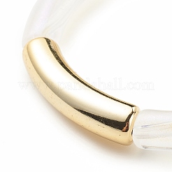 Bracciale elastico da donna con tubo curvo in acrilico&nbsp;BJEW-JB08123