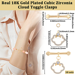 10шт латунь микро проложить прозрачные фианиты застежки-тоггл&nbsp;KK-BBC0021-02G