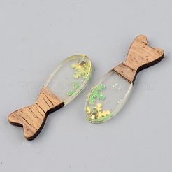 Pendentifs en résine transparente et bois de noyer&nbsp;RESI-S389-054B-D01