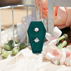 Бархатные коробки для колец на палец в форме гроба на тему Хэллоуина&nbsp;VBOX-WH0015-01B