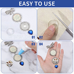 2Sets tibetischen Stil Legierung & Glas flache runde Foto Bouquet hängende Ornamente&nbsp;HJEW-CA0001-70