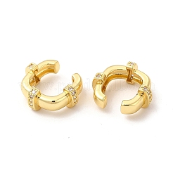 Orecchini a polsino da donna in ottone placcato a cremagliera con micro pavé di zirconi cubici&nbsp;EJEW-H091-34G
