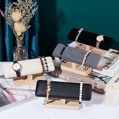 Бамбуковые подставки для браслетов из искусственной замши с Т-образным стержнем&nbsp;BDIS-WH0002-07B