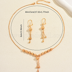 Винтажное латунное колье и серьги с круглыми бусинами и кисточками для женщин.&nbsp;VG0776