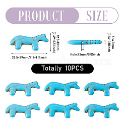 合成ターコイズビーズ10個  馬  染め  ターコイズ  12.5~13x28.5~29x4~4.5mm  穴：1.2mm&nbsp;G-TADJ0001-01E