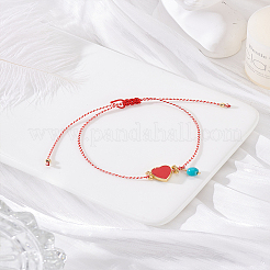 1шт модные регулируемые браслеты с эмалированными сердечками&nbsp;BJEW-LP0002-31