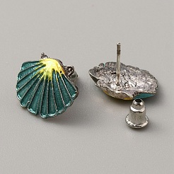 4 Paar Ohrstecker in Muschel- und Seesternform aus Zinklegierung im 4-Stil mit Eisenstiften&nbsp;EJEW-WH0015-09
