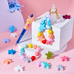 48 шт. 12-х цветные силиконовые бусины-звездочки&nbsp;SIL-TA0001-56