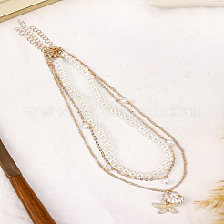 3 шт. 3 стиля ожерелья с подвеской в виде морской звезды из цинкового сплава&nbsp;NJEW-LP0007-37