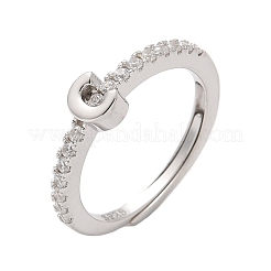 S925 регулируемые кольца с буквами из стерлингового серебра для женщин RJEW-M068-01P-C