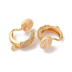 Серьги-клипсы из латуни с микропейвом и прозрачным фианитом&nbsp;LS-KK-K382-35G