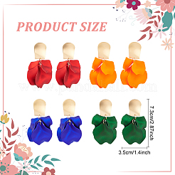 4 пара двухцветных изысканных акриловых сережек-гвоздиков с лепестками EJEW-AN0002-10