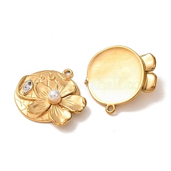Pendentifs en acier inoxydable 304 avec strass en cristal et imitation perle en plastique ABS&nbsp;RB-CBAB7FA-01G