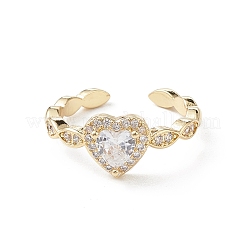 Кольцо-манжета с прозрачным кубическим цирконием в форме сердца RJEW-M146-07G