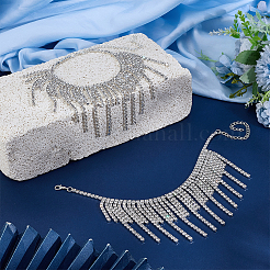 2 шт. браслеты на ногу из богемской латуни с кисточками из хрусталя и страз для женщин&nbsp;AJEW-PH0007-81S