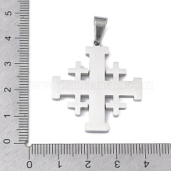 304ステンレスペンダント  エルサレム十字架チャーム  ステンレス鋼色  34.5x31.5x2.5mm  穴：7x4mm&nbsp;STAS-C170-08B-P