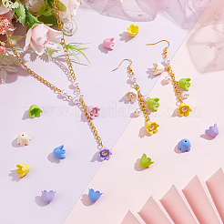 120 шт. 6-цветные прорезиненные непрозрачные акриловые колпачки для бусин&nbsp;ACRP-PH0001-11